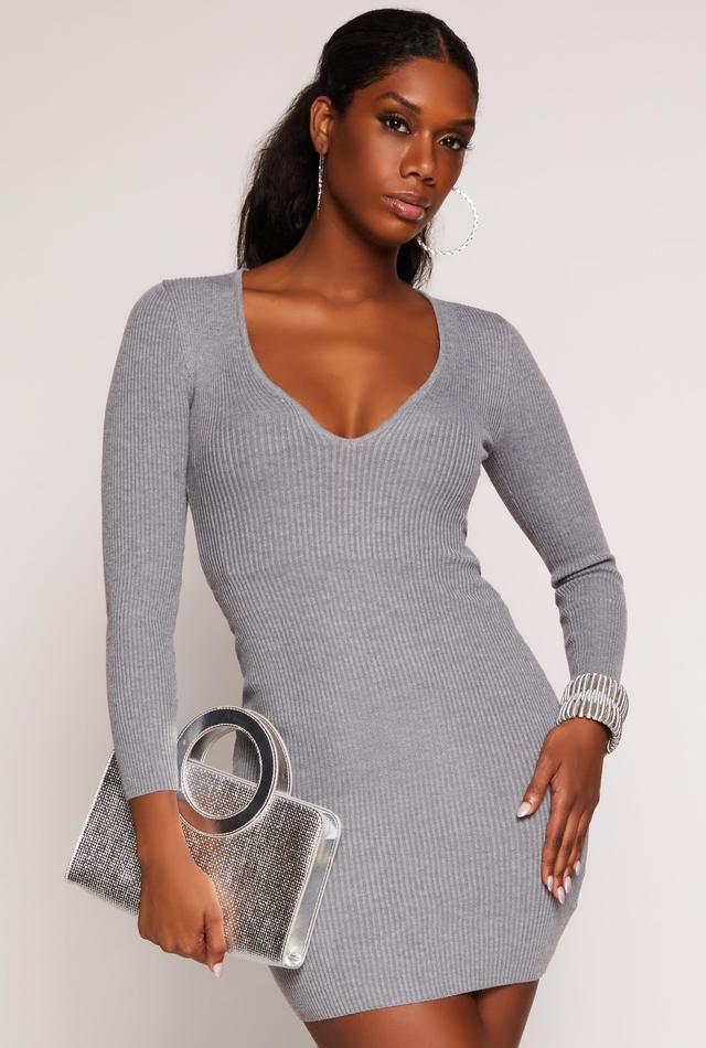 Womens Ribbed Knit Long Sleeve Sweater Dress Product Image