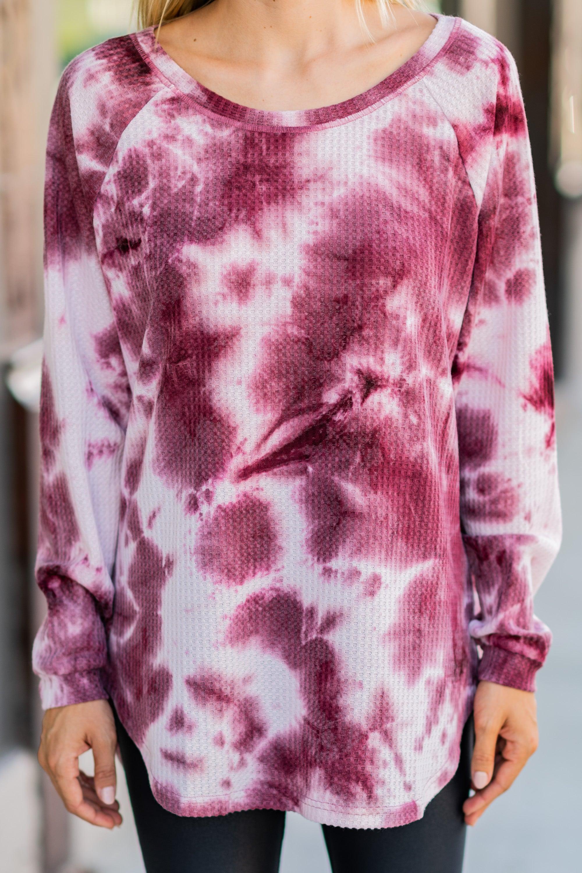 Easy Like Sunday Wine Red Tie Dye Tunic Female Product Image