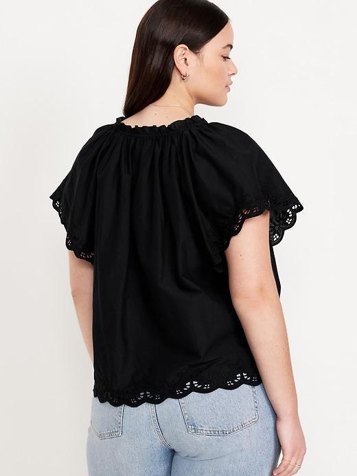 Embroidered Split-Neck Top Product Image