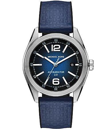 Michael Kors Mens Accelerator 2.0 Three-Hand Date Blue Nylon and Silicone Strap Watch Product Image