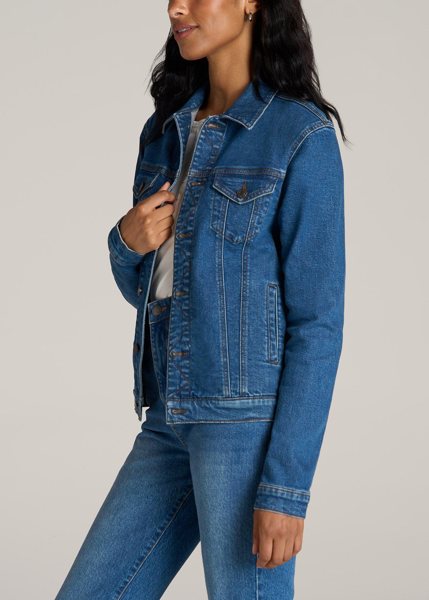 Tall Women's Denim Jacket in Blue 90's Wash Female Product Image