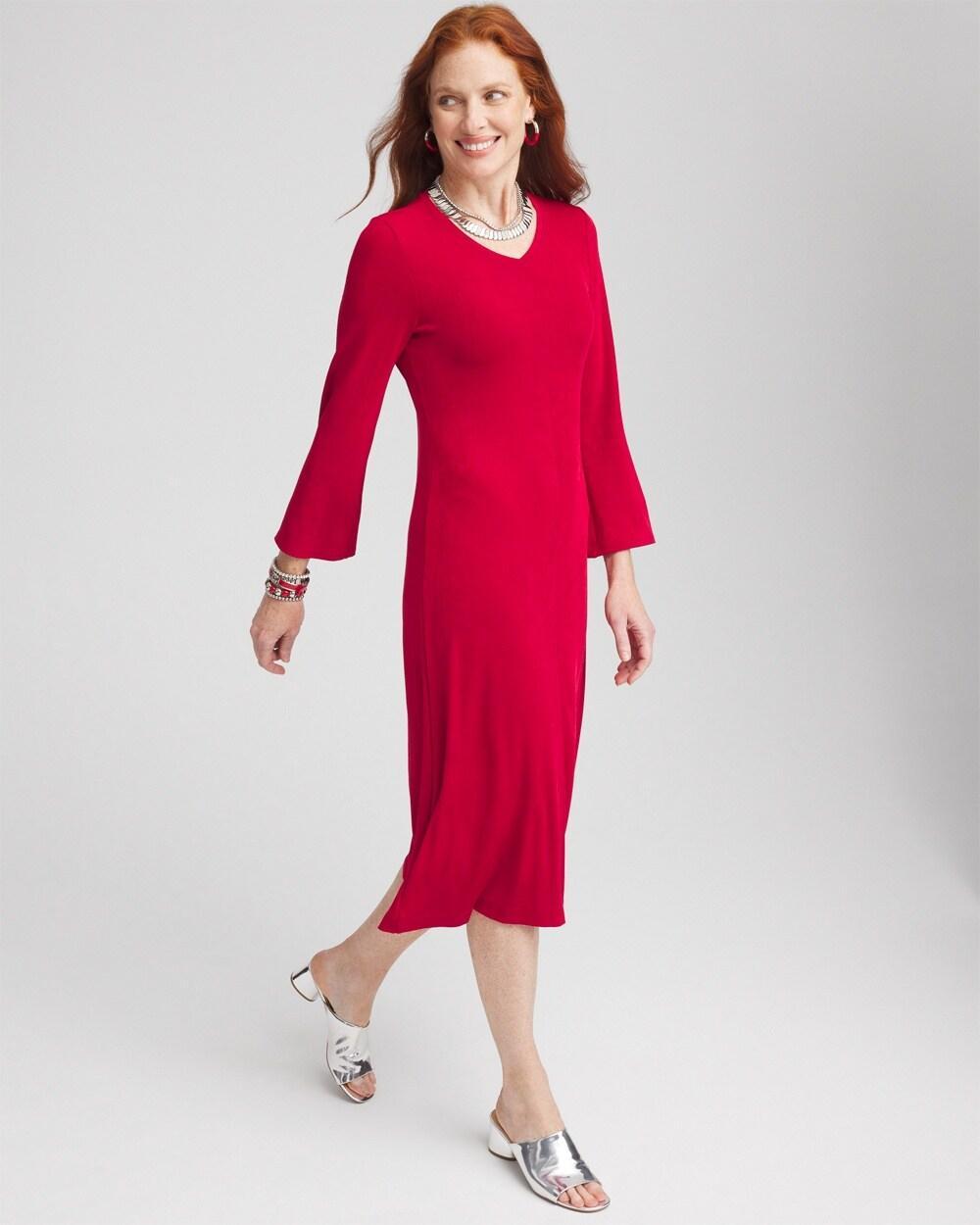 Travelers™ High V-Neck Bell Sleeve Dress Product Image