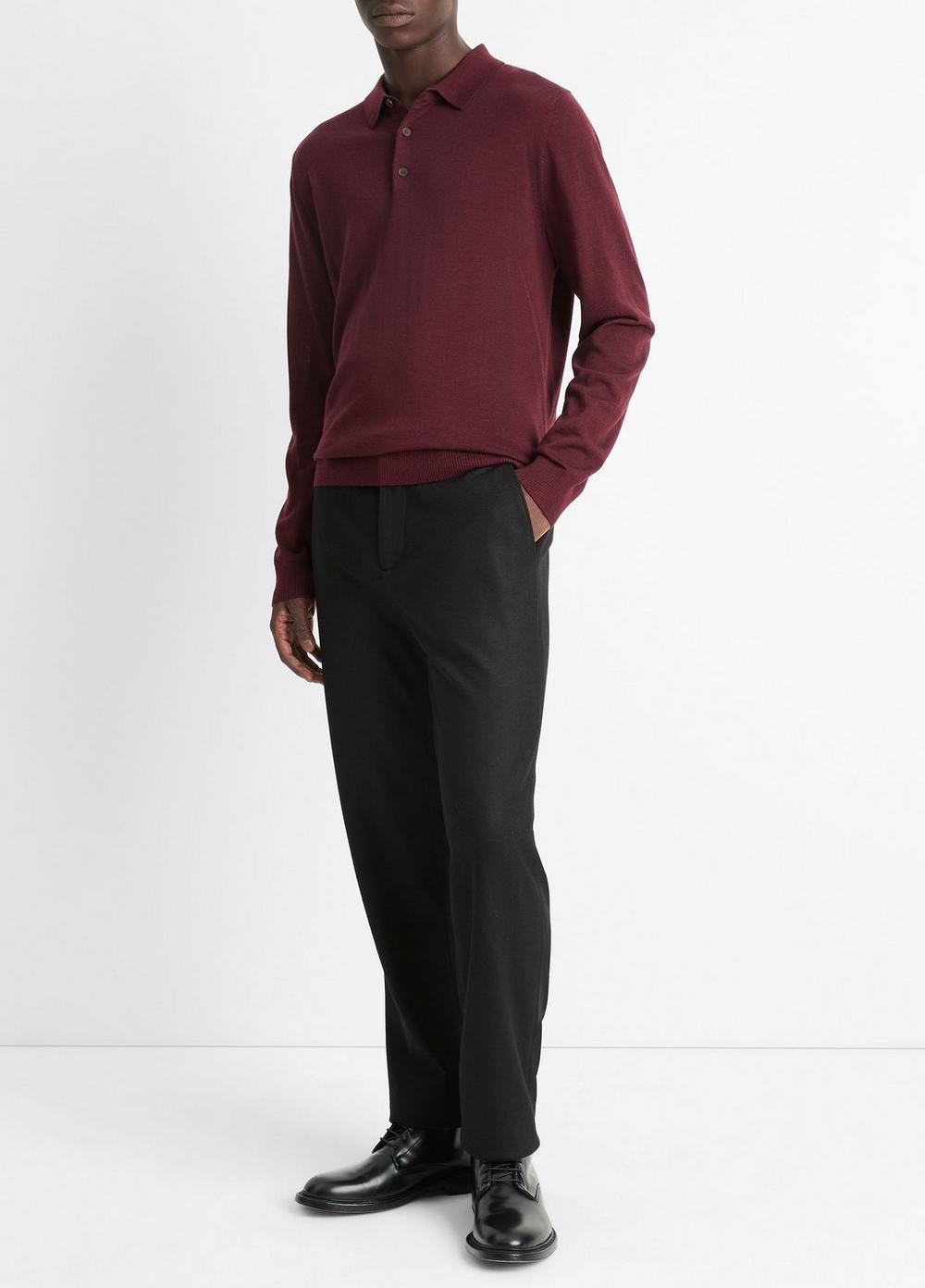 Wool Long-Sleeve Polo Sweater Product Image