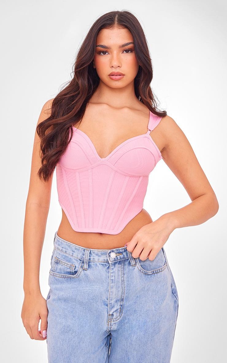 Bubblegum Pink Bandage Dip Hem Bust Cup Corset Product Image