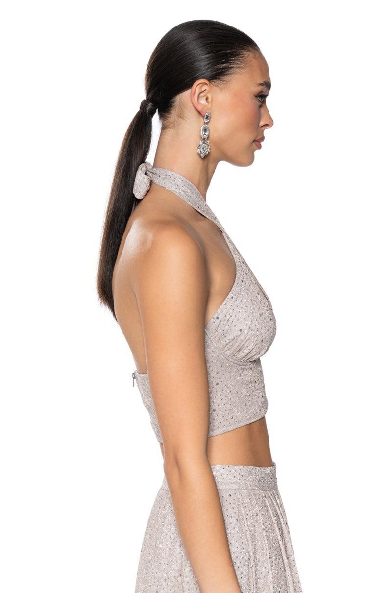 AURORA RHINSTONE SHINE HALTER TOP Product Image