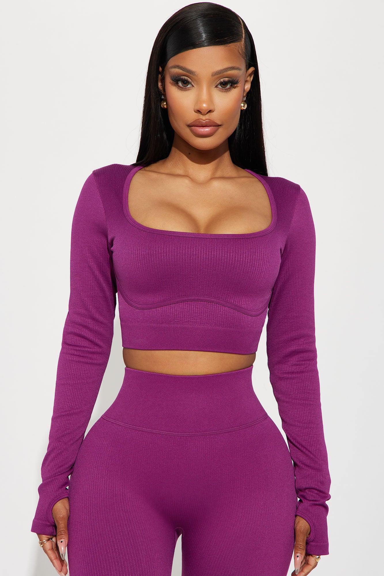 Werk It Seamless Long Sleeve Active Top - Plum Product Image