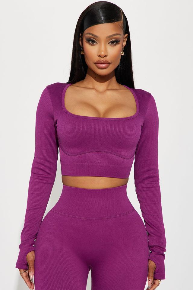 Werk It Seamless Long Sleeve Active Top - Plum Product Image