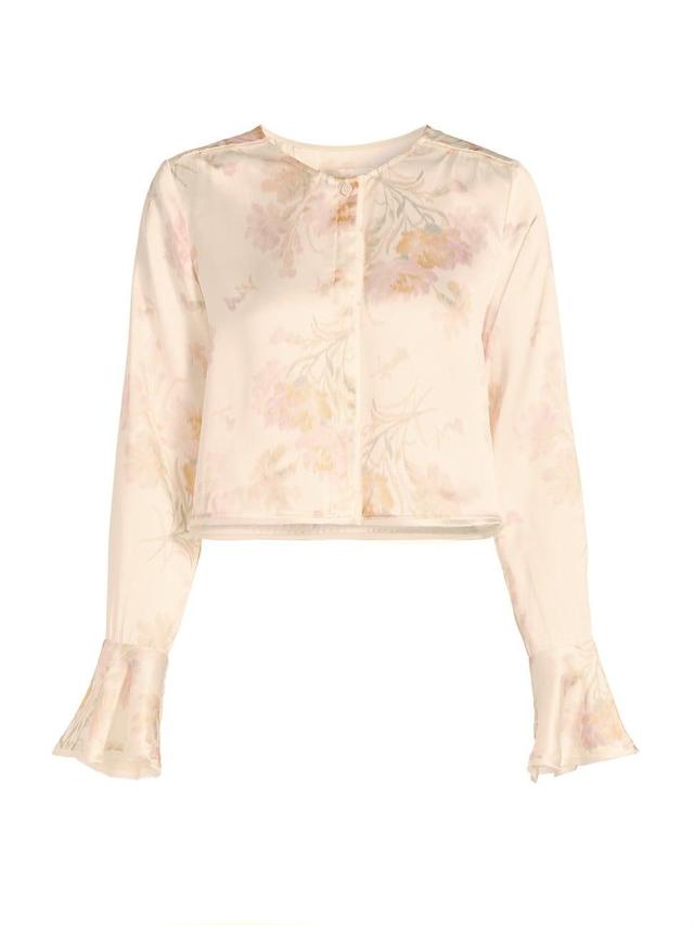 Womens Lydon Floral Silk Crop Top Product Image