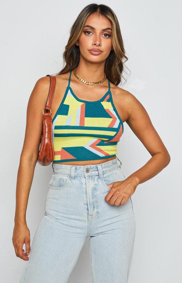 Grover Yellow Knit Crop Top Product Image