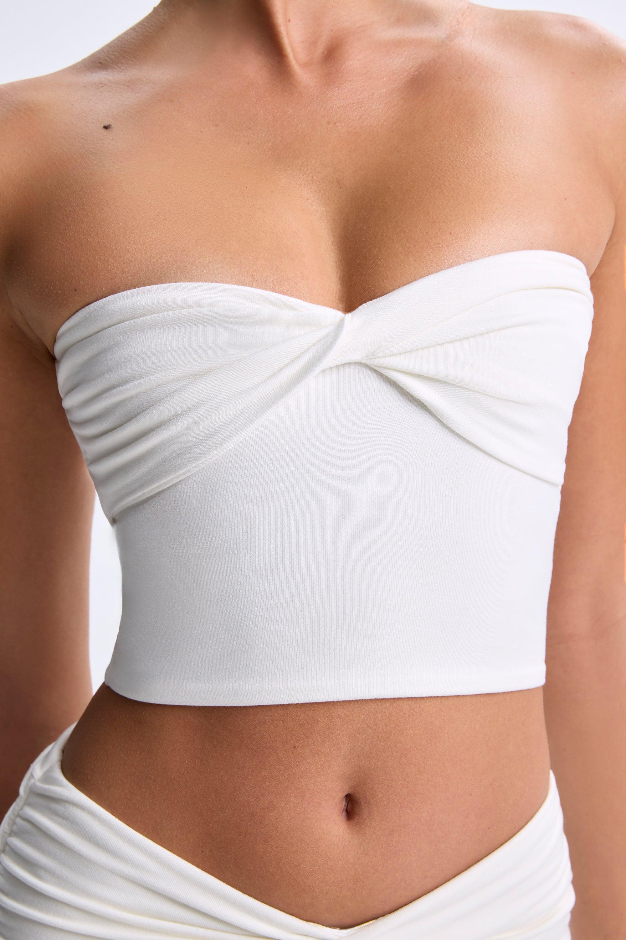 Twist-Front Bandeau Top in White Product Image