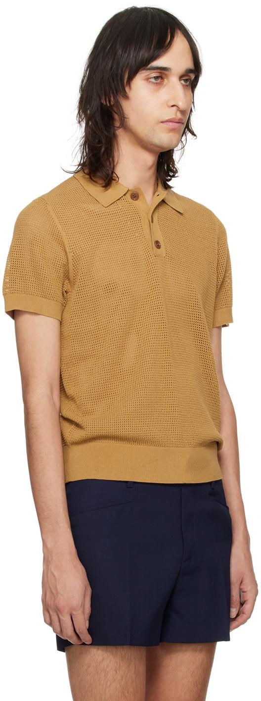 DRIES VAN NOTEN Tan Spread Collar Polo In 706 Cognac Product Image