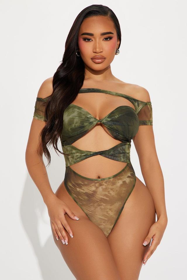 Madeline Mesh Bodysuit - Green/combo Product Image