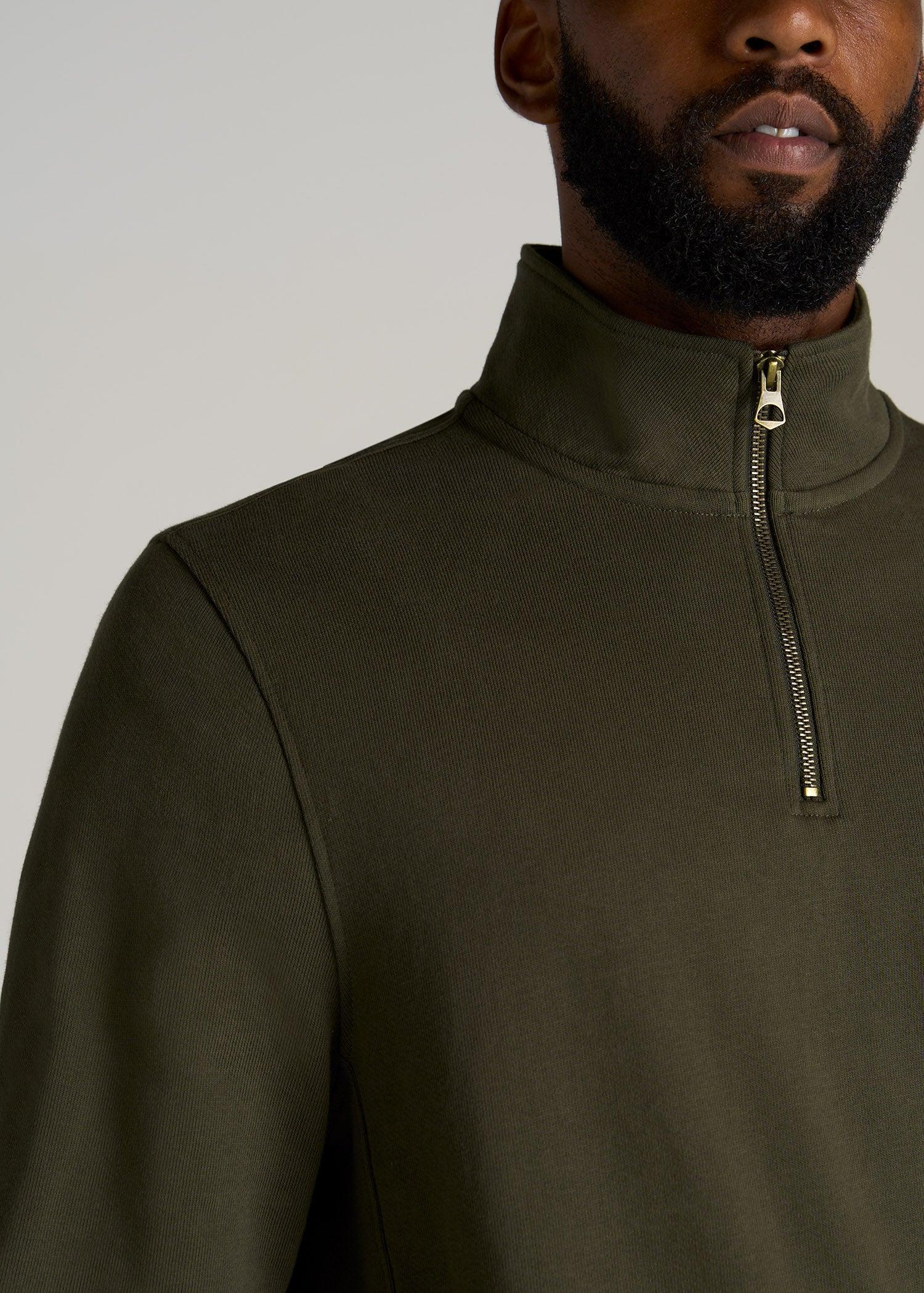 LJ&S Heavyweight Quarter-Zip Men's Tall Pullover in Vintage Thyme Green Male Product Image