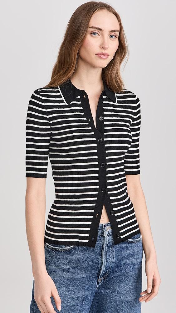 Madewell Stripe Antonia Snowy Short Sleeve Polo Tee | Shopbop Product Image