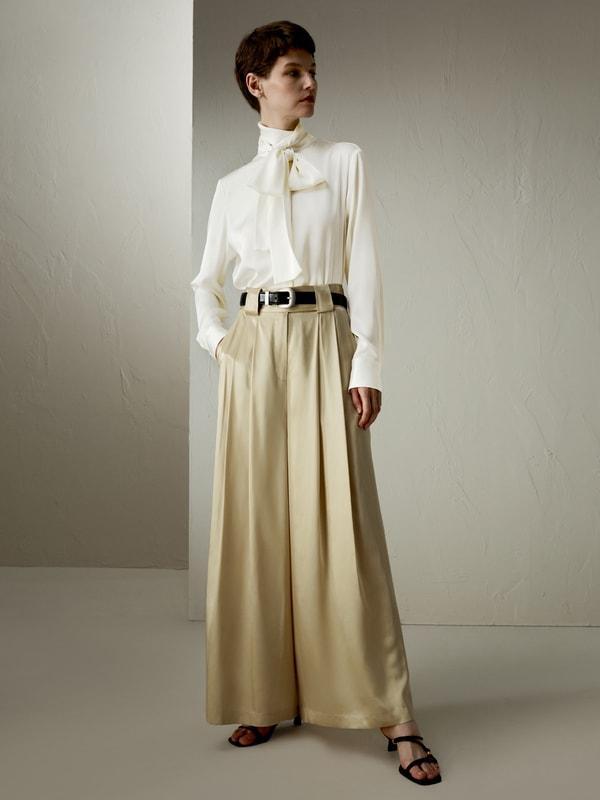 Watershine Silk Wide-Leg Pants Product Image