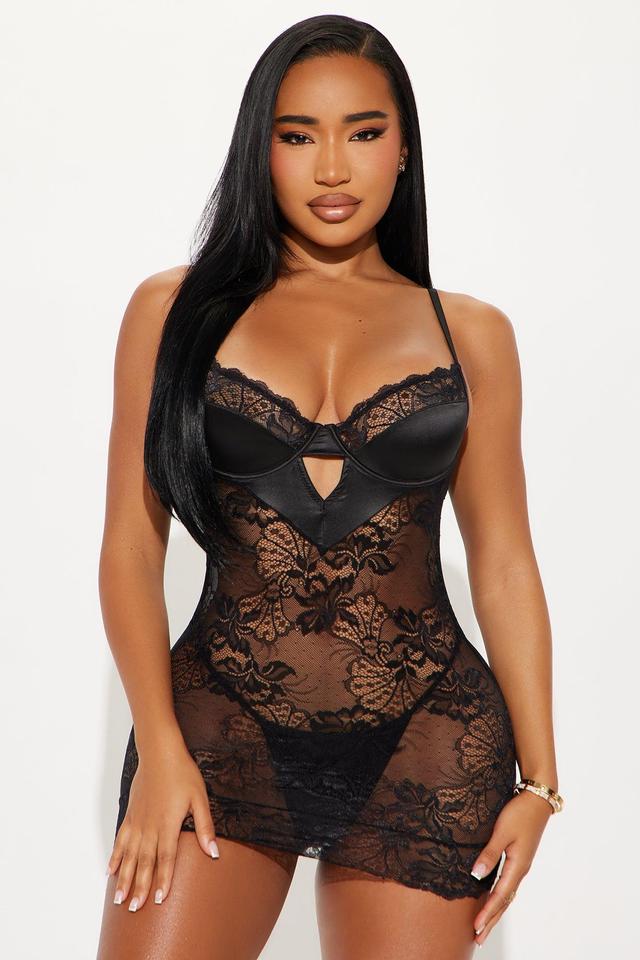 Finer Than Wine Lace Chemise - Black Product Image