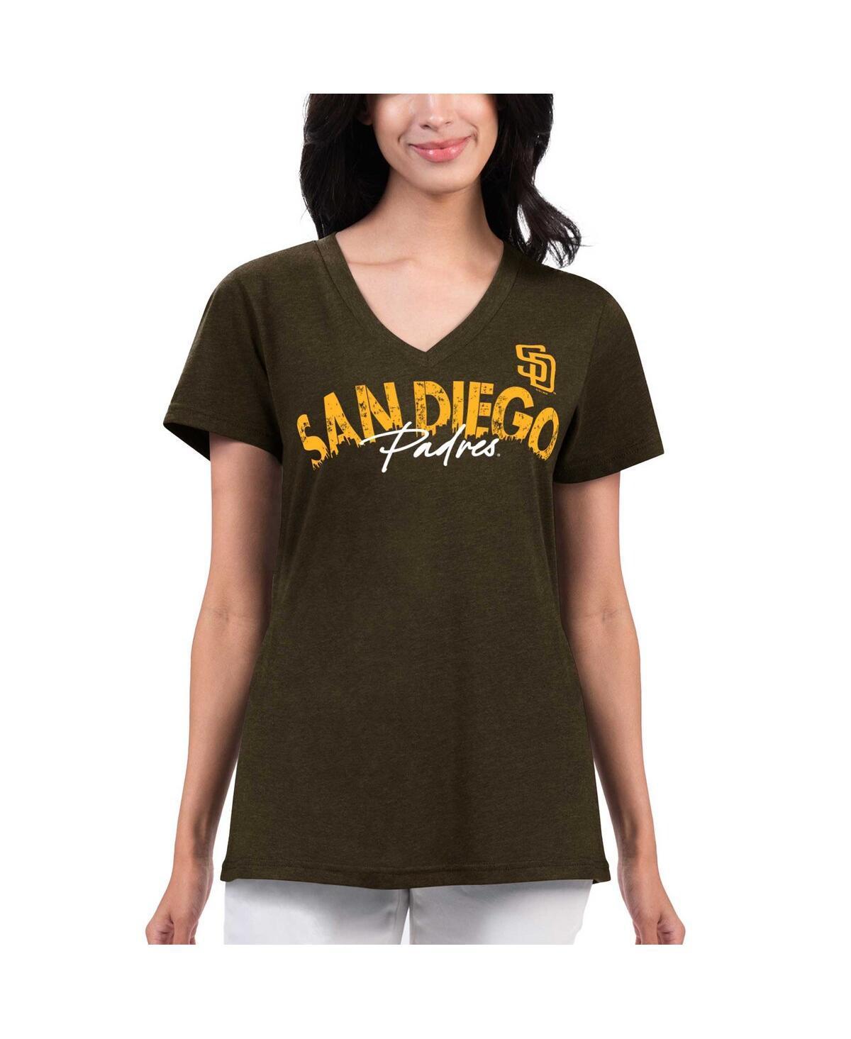 Womens G-iii 4Her by Carl Banks Brown Distressed San Diego Padres Key Move V-Neck T-shirt Product Image