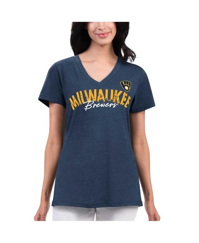 Womens G-iii 4Her by Carl Banks Navy Distressed New York Yankees Key Move V-Neck T-shirt Product Image