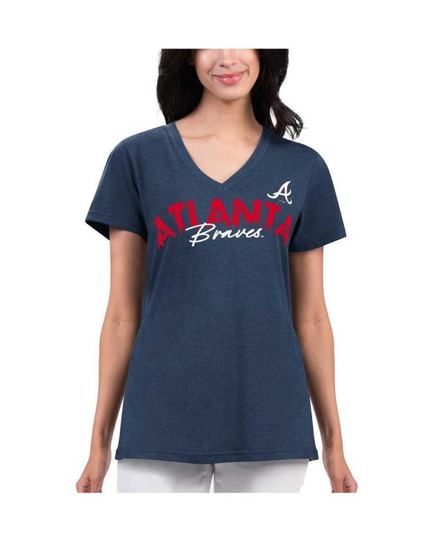 Womens G-iii 4Her by Carl Banks Navy Distressed Atlanta Braves Key Move V-Neck T-shirt Product Image