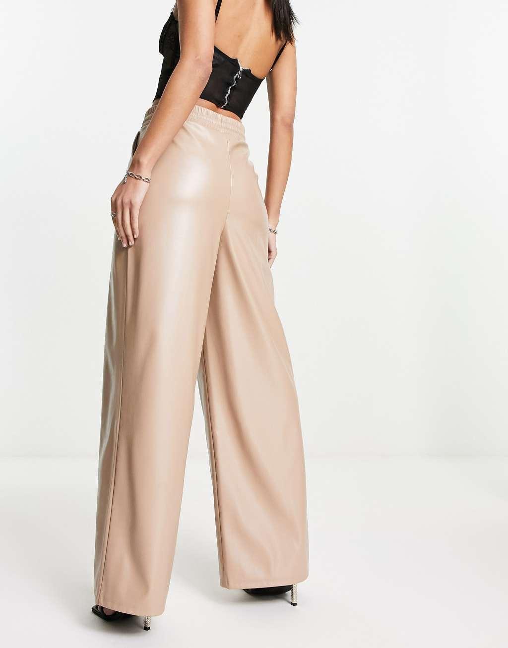 ASOS DESIGN PU wide leg sweatpants Product Image