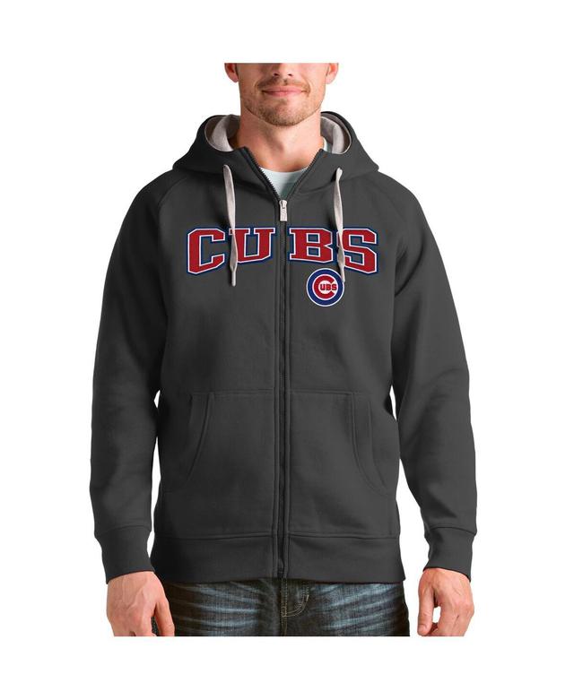 Antigua Mens Charcoal Chicago Cubs Team Logo Victory Full-Zip Hoodie Product Image