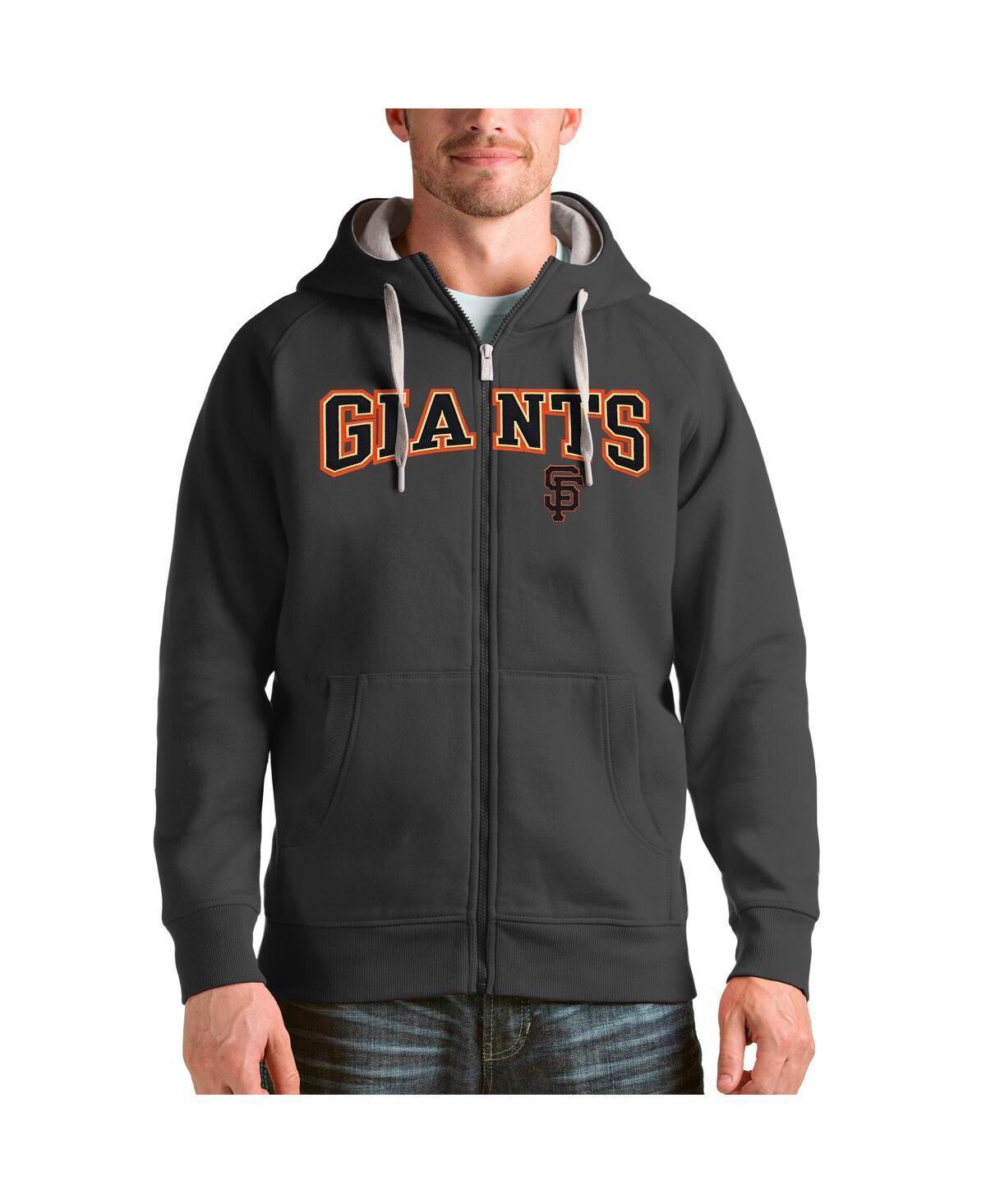 Antigua Mens Charcoal San Francisco Giants Team Logo Victory Full-Zip Hoodie Product Image