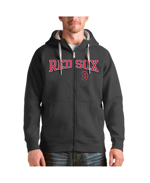 Antigua Mens Charcoal Boston Red Sox Team Logo Victory Full-Zip Hoodie Product Image