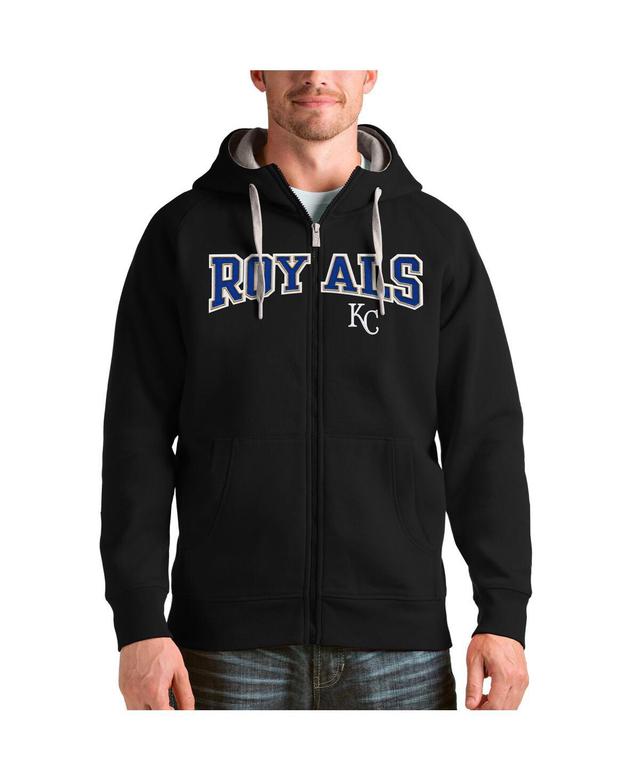 Antigua Mens Black Kansas City Royals Team Logo Victory Full-Zip Hoodie Product Image