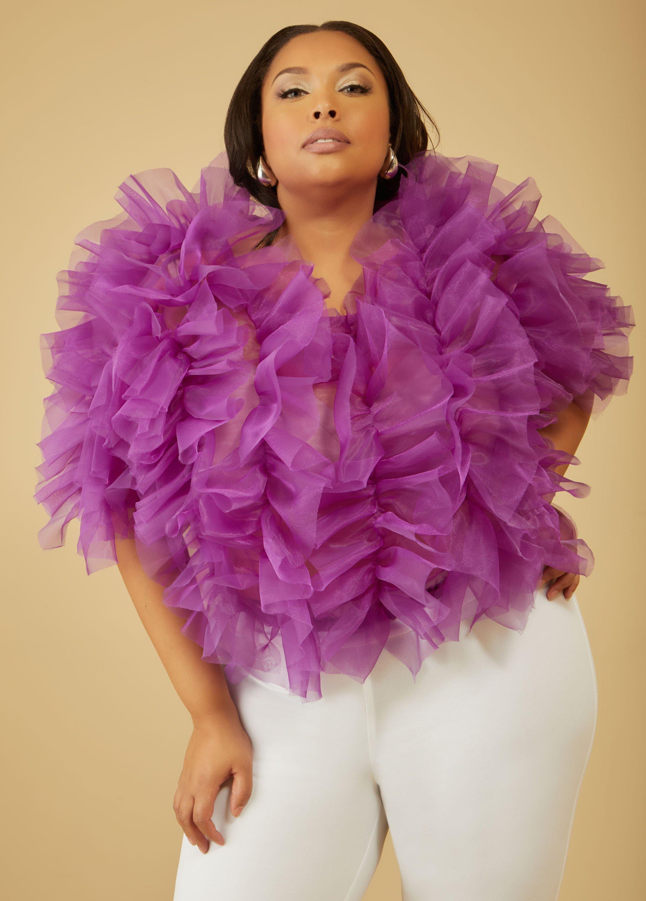 Plus Size Ruffled Organza Top Ashley Stewart Product Image