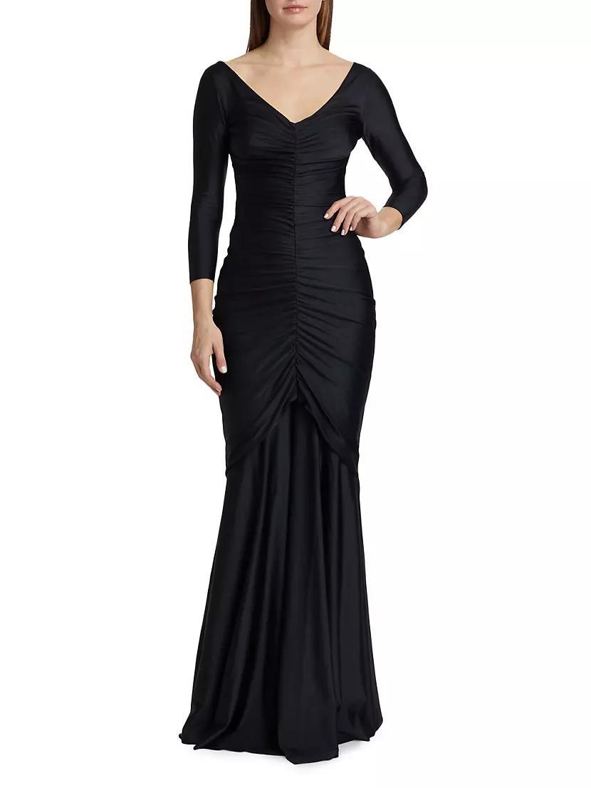 Ruched Stretch Jersey Gown Product Image