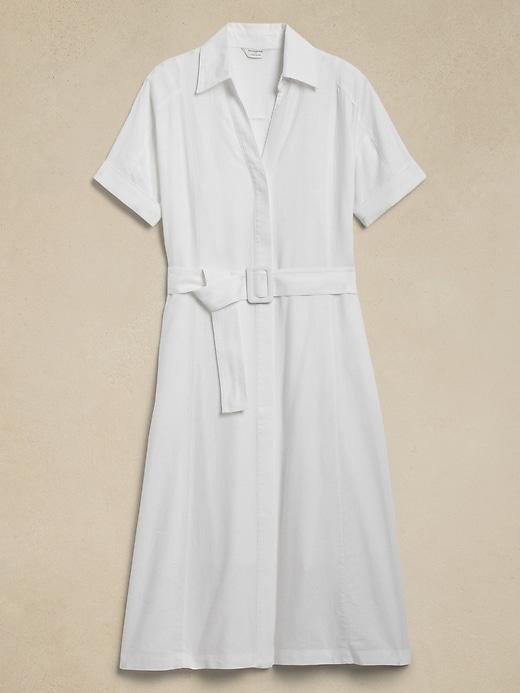 Linen-Blend Midi Shirtdress Product Image