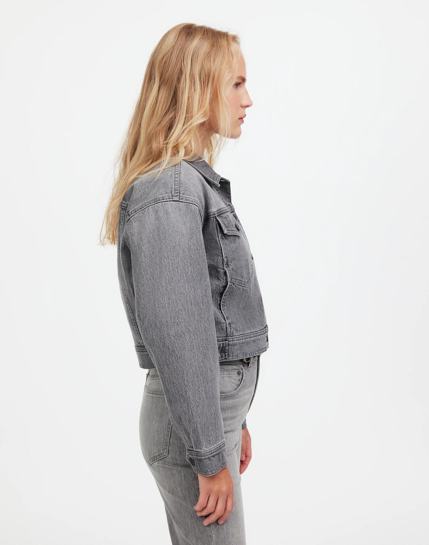 Button-Front Denim Jacket in Hallandale Wash Product Image