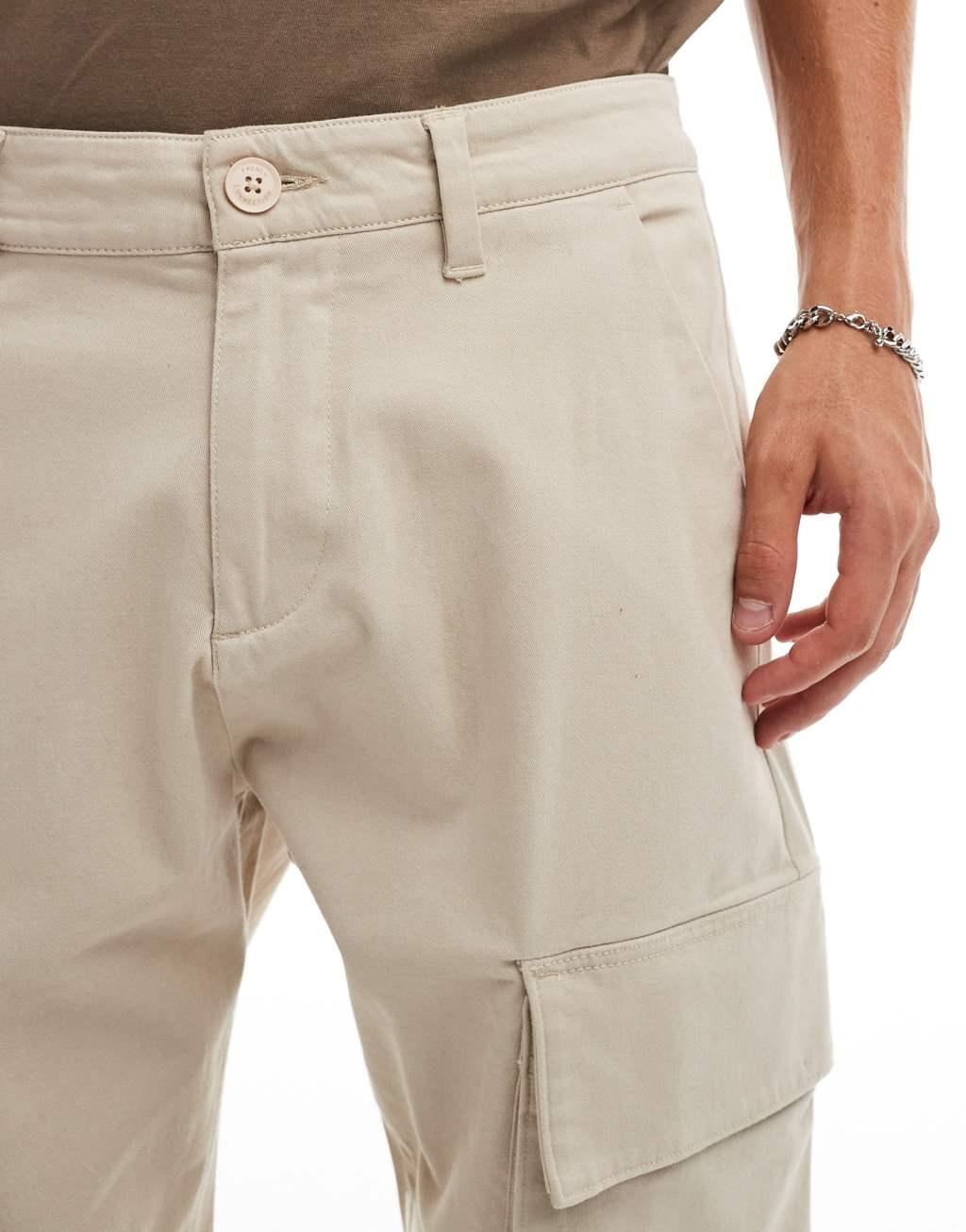 French Connection smart chino pants in stone Product Image