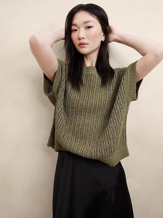 Boat-Neck Open-Stitch Sweater Product Image