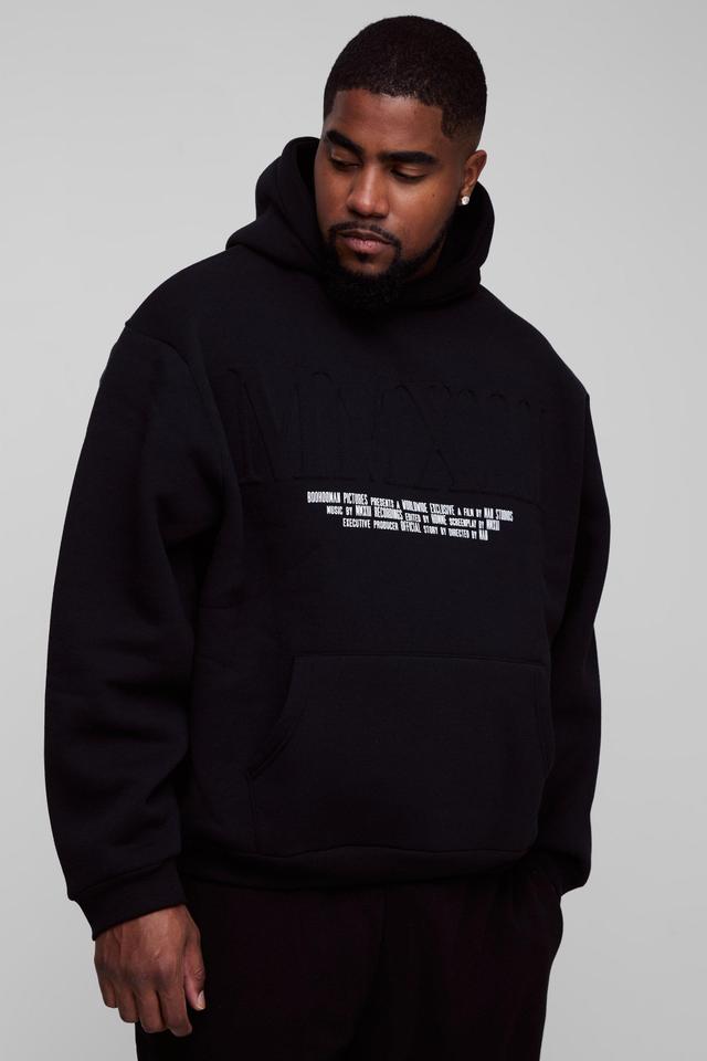 Plus Oversized MMXIII Embossed Hoodie | boohooMAN USA Product Image