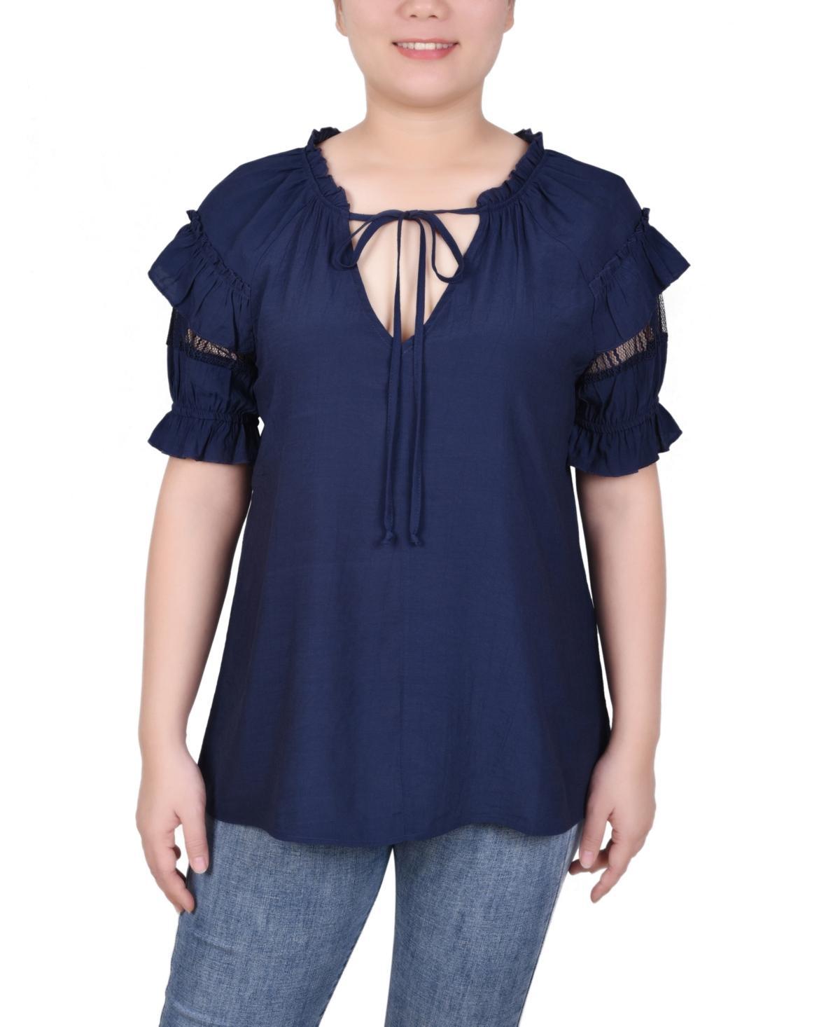 Women's Short Ruffled Sleeve Blouse Product Image