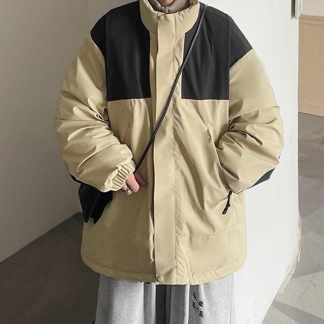 Mock Neck Plain Zip-Up Jacket Product Image