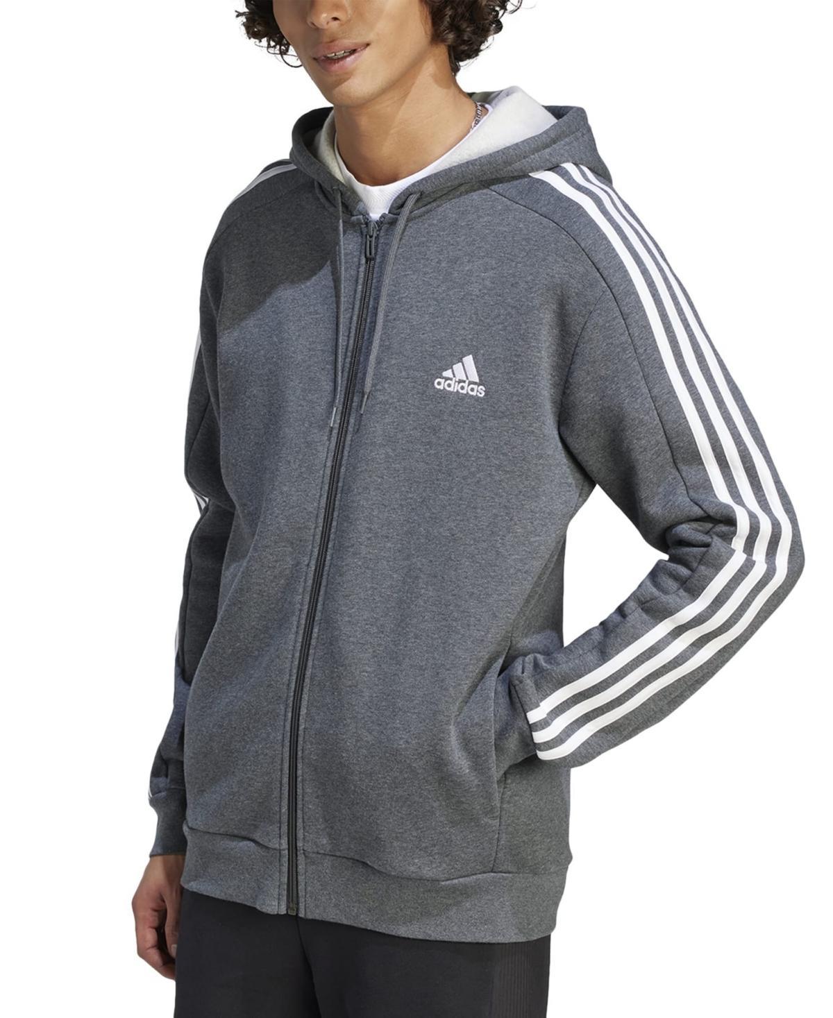 Mens adidas Sportswear Essentials Fleece 3-Stripes Full-Zip Hoodie Med Blue Product Image