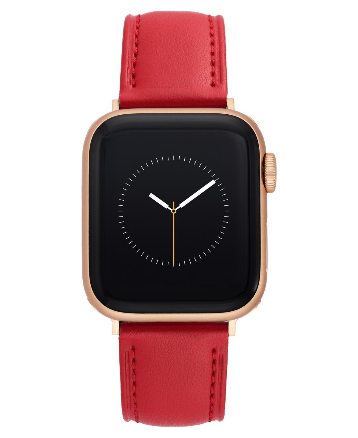 Anne Klein Womens Red Apple Leather Band Compatible with 42/44/45/Ultra/Ultra 2 Apple Watch Product Image