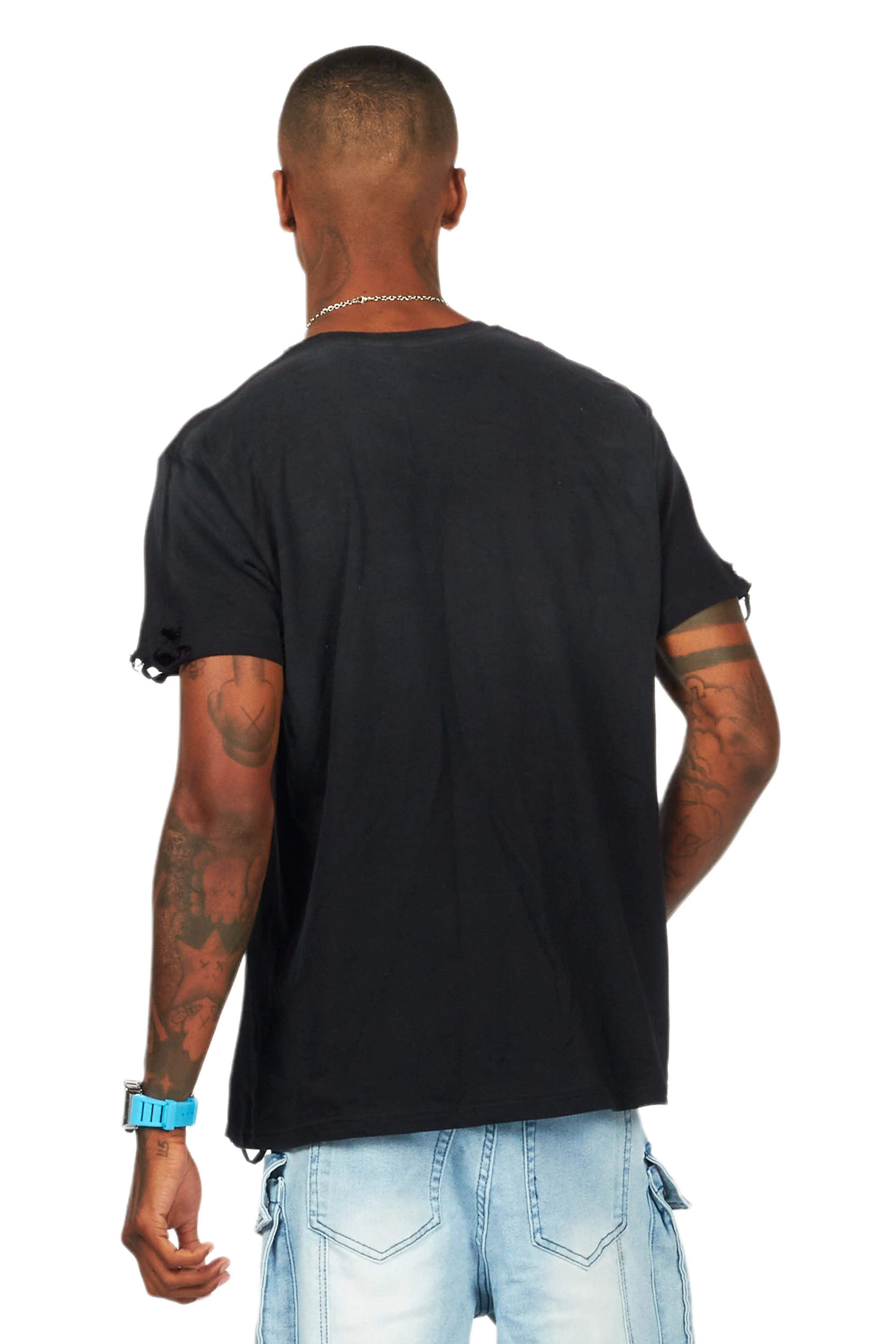 Beno Black Oversized Graphic T-Shirt Male Product Image