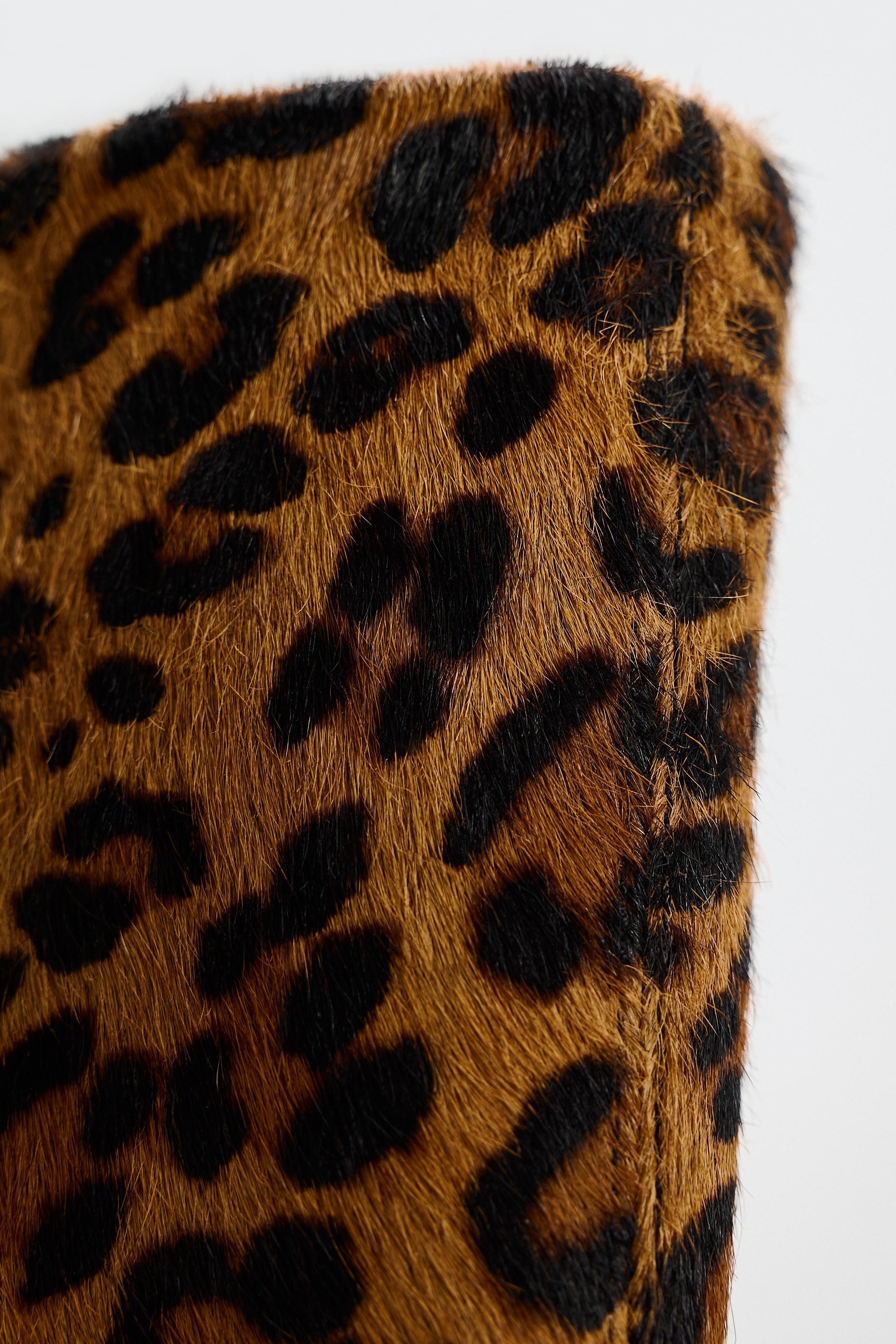 ANIMAL PRINT HEELED LEATHER BOOTS Product Image