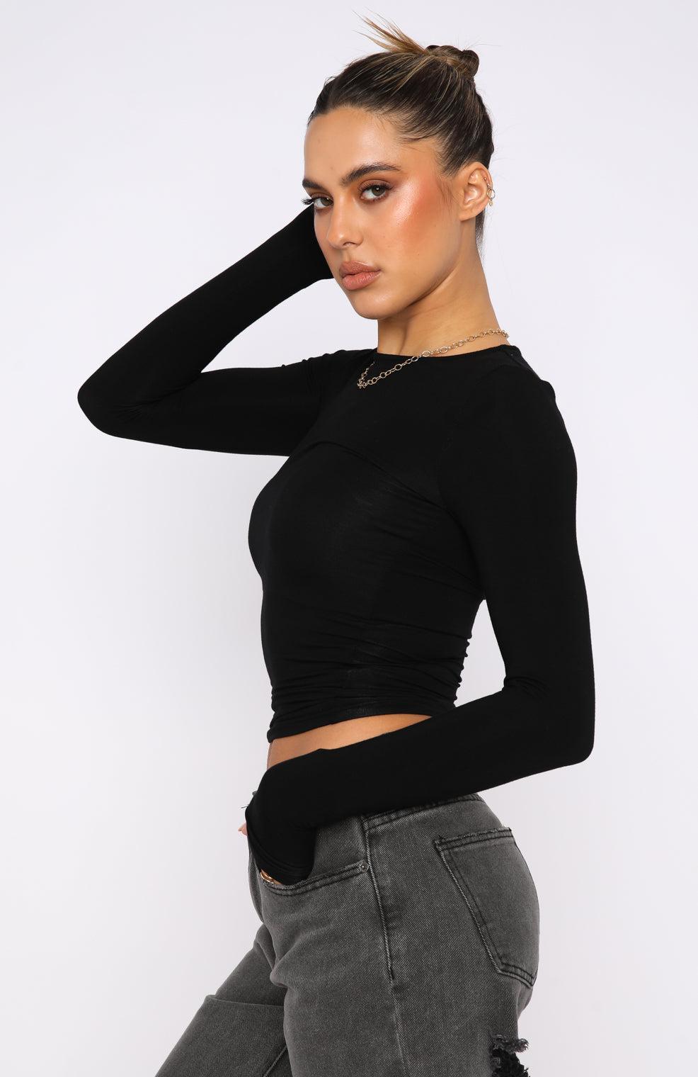 Only For Tonight Long Sleeve Top Black Product Image