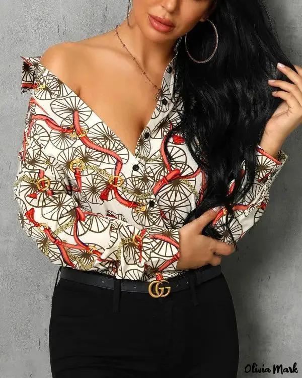 Olivia Mark – Chain Print Long Sleeve Shirt Product Image