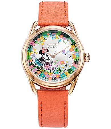 Citizen Womens Disney Collection Gardening Minnie Three Hand Pink Leather Strap Watch Product Image