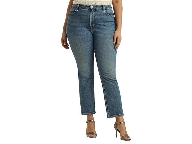 LAUREN Ralph Lauren Plus Size High-Rise Straight Ankle Jeans (Dusk Indigo Wash) Women's Jeans Product Image