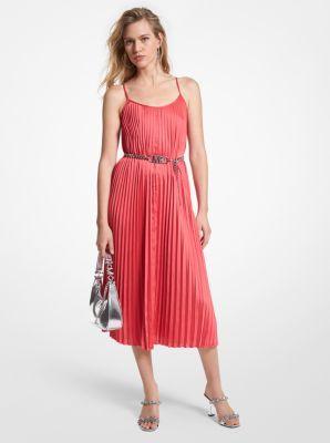 Womens Pleated Slip Midi-Dress Product Image