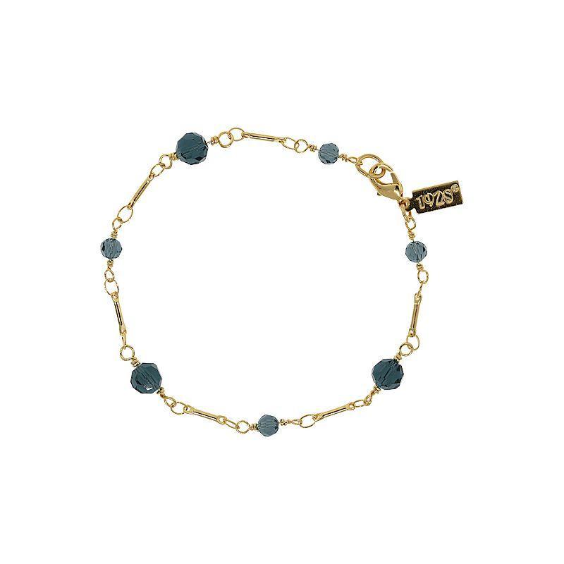 1928 Glass Bead Station Bracelet, Womens, Gold Blue Product Image