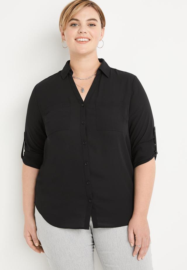 Maurices 3X Plus Size Womens Winona Button Down Blouse Product Image