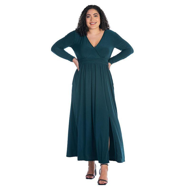 24seven Comfort Apparel Plus Long Sleeve Maxi Dress Product Image