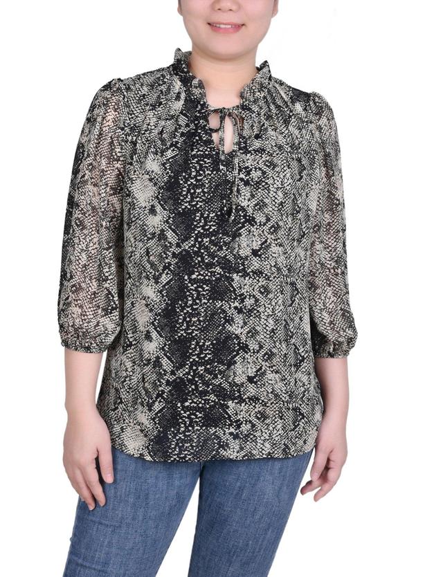 3/4 Length Sleeve Chiffon Blouse - Petite Product Image